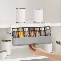 Kitchen Shelf-Mounted Spice Organizer